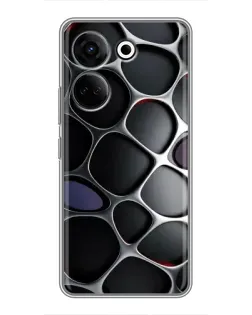 Чехол для TECNO Camon 20 Pro с картинкой «Объемная темная решетка»