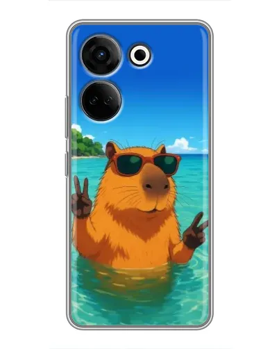 Чехол для TECNO Camon 20 Pro с картинкой «Морская капибара»