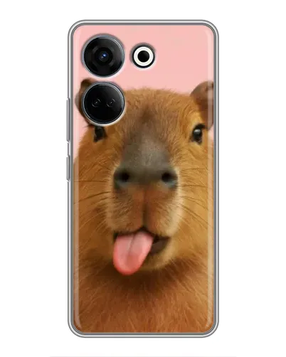 Чехол для TECNO Camon 20 Pro с картинкой «Капибара с языком»