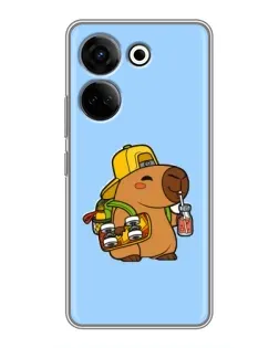 Чехол для TECNO Camon 20 Pro с картинкой «Капибара на скейте»