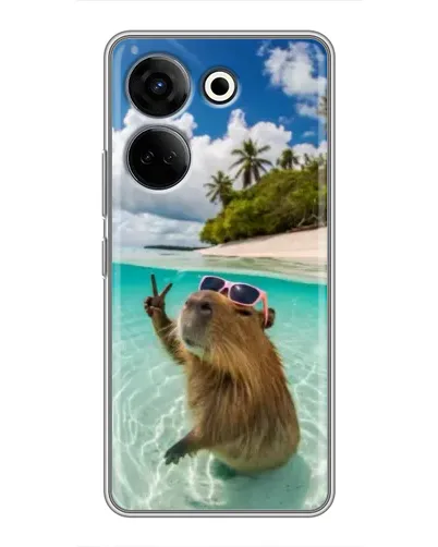 Чехол для TECNO Camon 20 Pro с картинкой «Капибара на море»