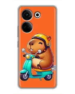 Чехол для TECNO Camon 20 Pro с картинкой «Капибара на скутере»