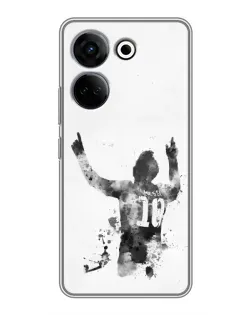 Чехол для TECNO Camon 20 Pro с картинкой «Черно-белый силуэт Месси» Чехол для TECNO Camon 20 Pro с картинкой «Черно-белый силуэт Месси»