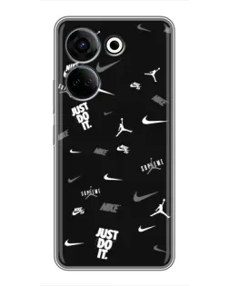 Чохол для TECNO Camon 20 з картинкою «Nike Black Pattern»
