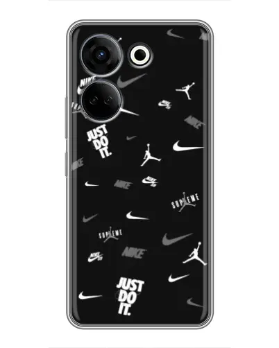 Чохол для TECNO Camon 20 з картинкою «Nike Black Pattern»