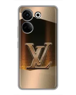 Чехол для TECNO Camon 20 с картинкой «LV — золотое сияние»