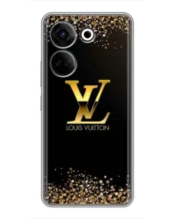 Чехол для TECNO Camon 20 с картинкой «LV — золотые искры»