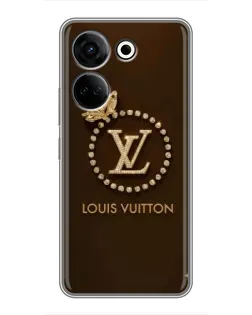 Чехол для TECNO Camon 20 с картинкой «LV — золотая печать»