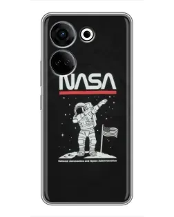 Чехол для TECNO Camon 20 с картинкой «NASA — шагаем по Луне»