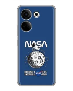 Чехол для TECNO Camon 20 с картинкой «NASA — лунная миссия»