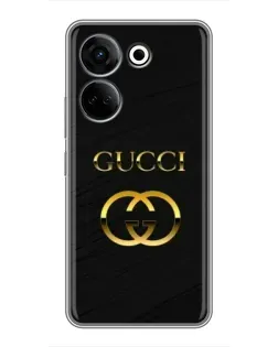 Чехол для TECNO Camon 20 с картинкой «Золотой логотип Gucci»