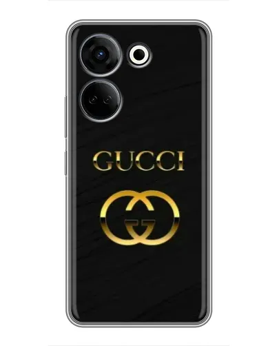 Чехол для TECNO Camon 20 с картинкой «Золотой логотип Gucci»