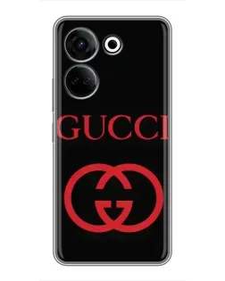 Чехол для TECNO Camon 20 с картинкой «Gucci — красный логотип»