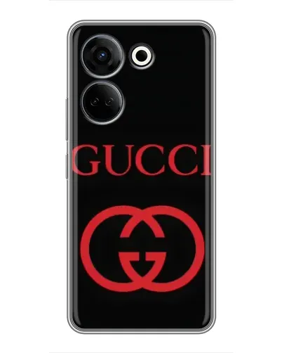 Чехол для TECNO Camon 20 с картинкой «Gucci — красный логотип»