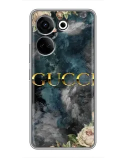 Чехол для TECNO Camon 20 с картинкой «Абстрактные цветы Gucci»