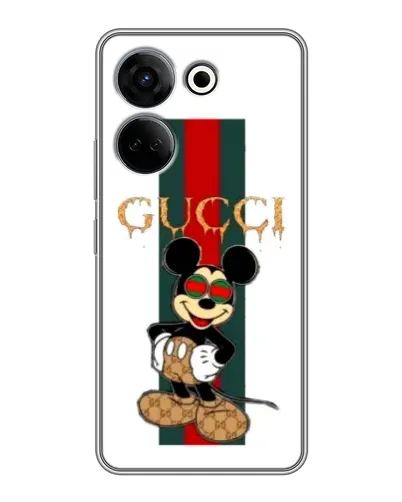 Чехол для TECNO Camon 20 с картинкой «Микки Маус Gucci — полосы»
