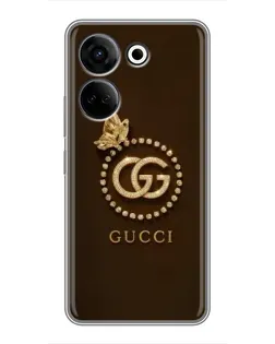 Чехол для TECNO Camon 20 с картинкой «Gucci — золотая бабочка»