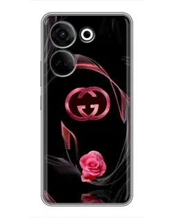 Чехол для TECNO Camon 20 с картинкой «Gucci — неоновая роза»