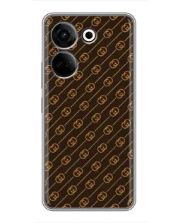 Чехол для TECNO Camon 20 с картинкой «Gucci — золотые диагонали»