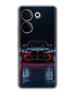 Чехол для TECNO Camon 20 с картинкой «BMW на мокрой дороге»
