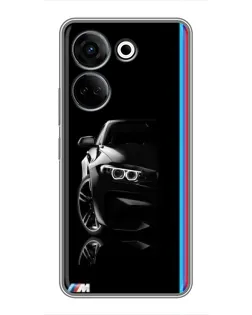 Чехол для TECNO Camon 20 с картинкой «Силуэт BMW в темноте»