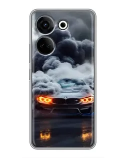 Чехол для TECNO Camon 20 с картинкой «BMW в дыму»
