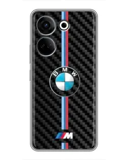 Чехол для TECNO Camon 20 с картинкой «Эмблема BMW и карбон»