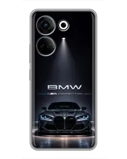 Чохол для TECNO Camon 20 з картинкою «BMW крізь нічне місто»