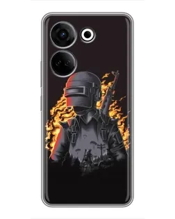 Чехол для TECNO Camon 20 с картинкой «PUBG — огненный силуэт»