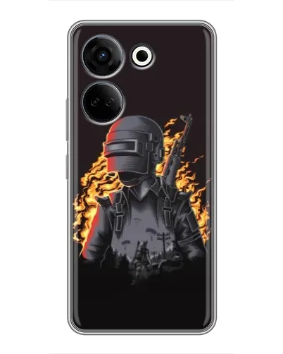 Чехол для TECNO Camon 20 с картинкой «PUBG — огненный силуэт»