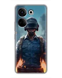 Чехол для TECNO Camon 20 с картинкой «PUBG — реалистичный герой»