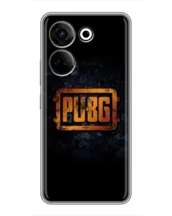 Чехол для TECNO Camon 20 с картинкой «PUBG — золотой логотип»