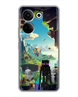 Чехол для TECNO Camon 20 с картинкой «Эндермен в лесу»