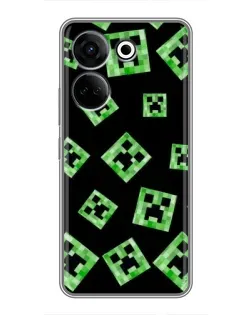 Чехол для TECNO Camon 20 с картинкой «Паттерн с криперами»