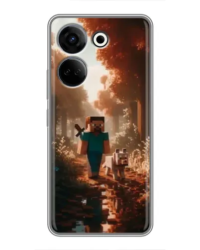 Чехол для TECNO Camon 20 с картинкой «Стив в лесу»