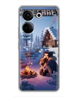 Чехол для TECNO Camon 20 с картинкой «Зимний Minecraft»