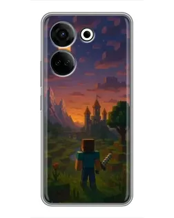 Чехол для TECNO Camon 20 с картинкой «Стив у башни»