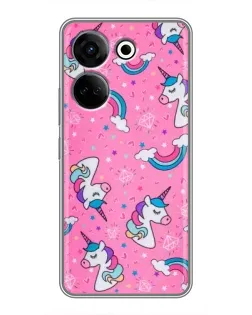 Чехол для TECNO Camon 20 с картинкой «Unicorn паттерн розовый»