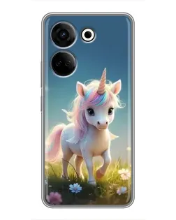 Чехол для TECNO Camon 20 с картинкой «Единорог на поляне»