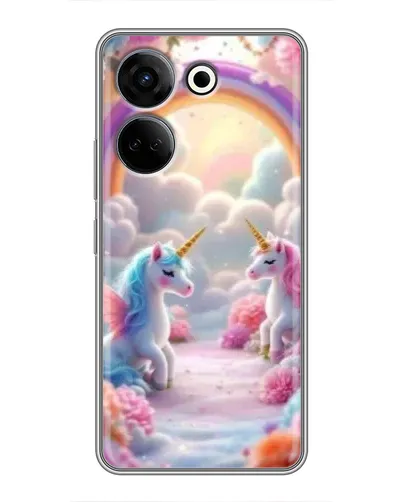 Чехол для TECNO Camon 20 с картинкой «Радуга и единороги»