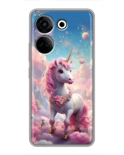 Чехол для TECNO Camon 20 с картинкой «Единорог среди облаков»