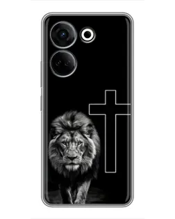 Чехол для TECNO Camon 20 с картинкой «Лев и Крест»