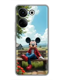 Чехол для TECNO Camon 20 с картинкой «Микки на скамейке»