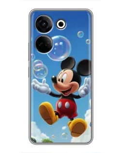 Чехол для TECNO Camon 20 с картинкой «Mickey и мыльные пузыри»