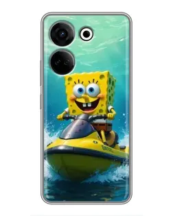 Чехол для TECNO Camon 20 с картинкой «Спанч Боб на гидроцикле»