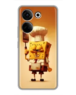 Чехол для TECNO Camon 20 с картинкой «Губка Боб повар»