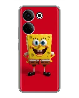 Чехол для TECNO Camon 20 с картинкой «Спанч Боб на красном»