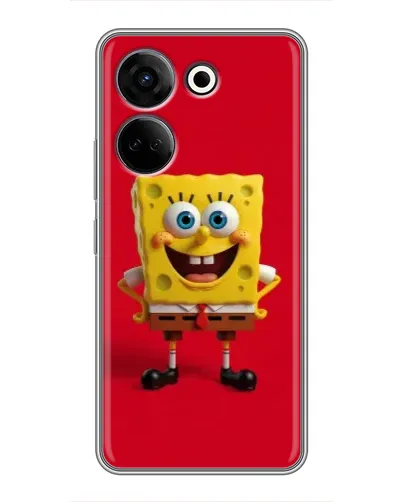 Чехол для TECNO Camon 20 с картинкой «Спанч Боб на красном»