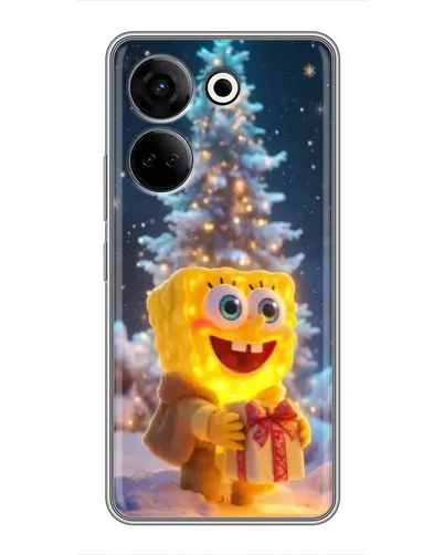 Чехол для TECNO Camon 20 с картинкой «Рождественский Спанч Боб»
