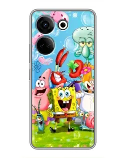 Чохол для TECNO Camon 20 з картинкою «Губка Боб та друзі»